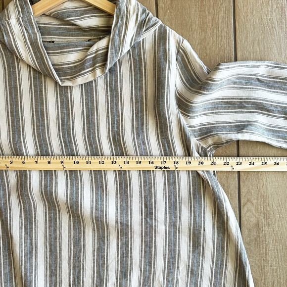 Bryn Walker 100% Linen Top Small Oversized Lagenlook Minimalist Coastal Striped - Picture 9 of 10